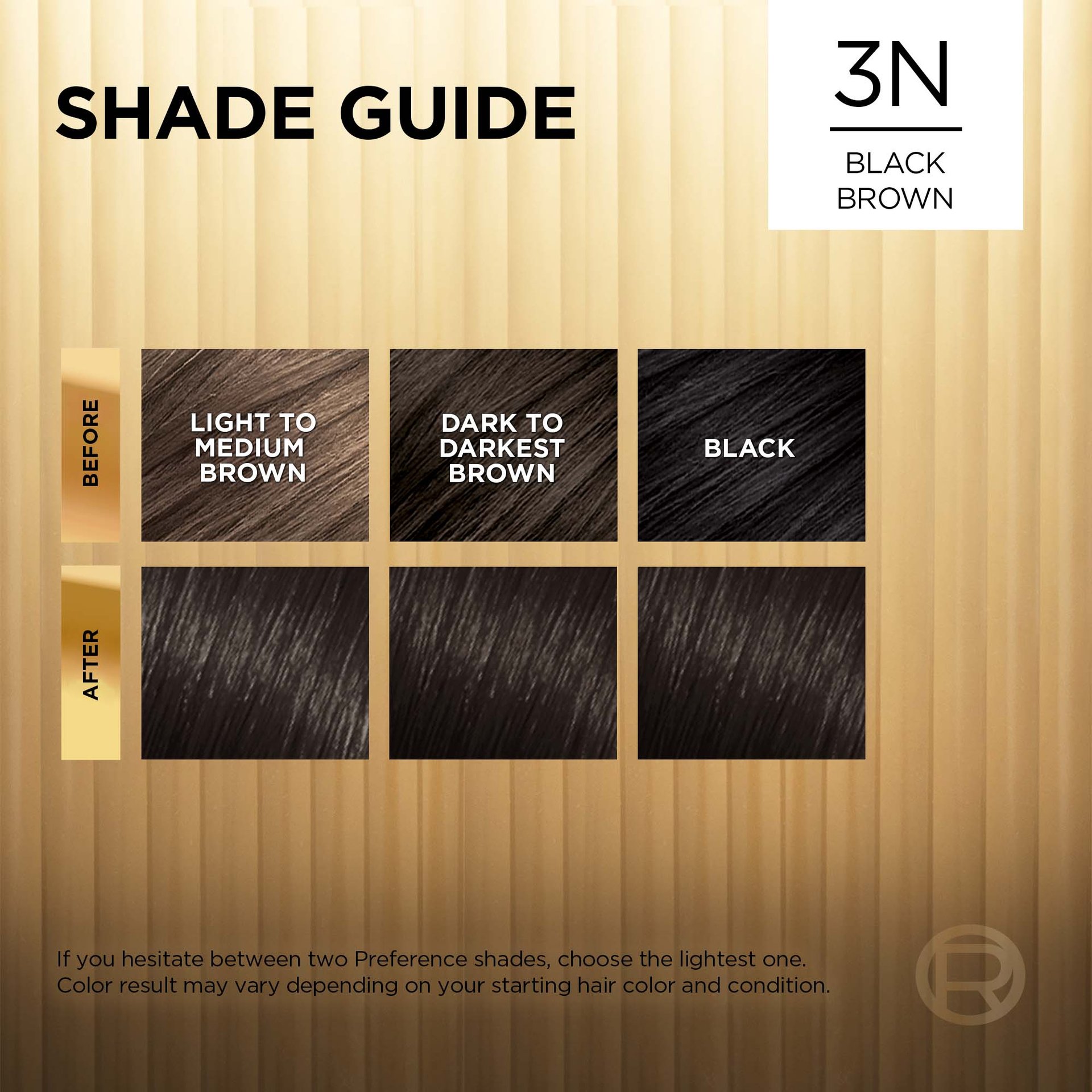 Hair before and after using Superior Preference 3N Black Brown